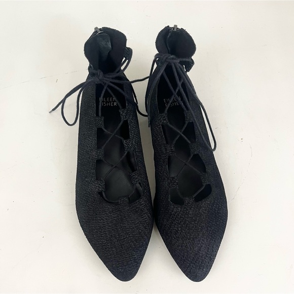 Eileen Fisher Loop 2 Suede Tweed Print Lace Flats Women's Size 8.5 - Picture 3 of 13